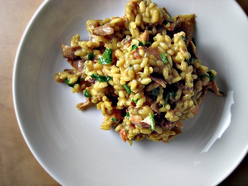 Risotto with salmon and prosciutto