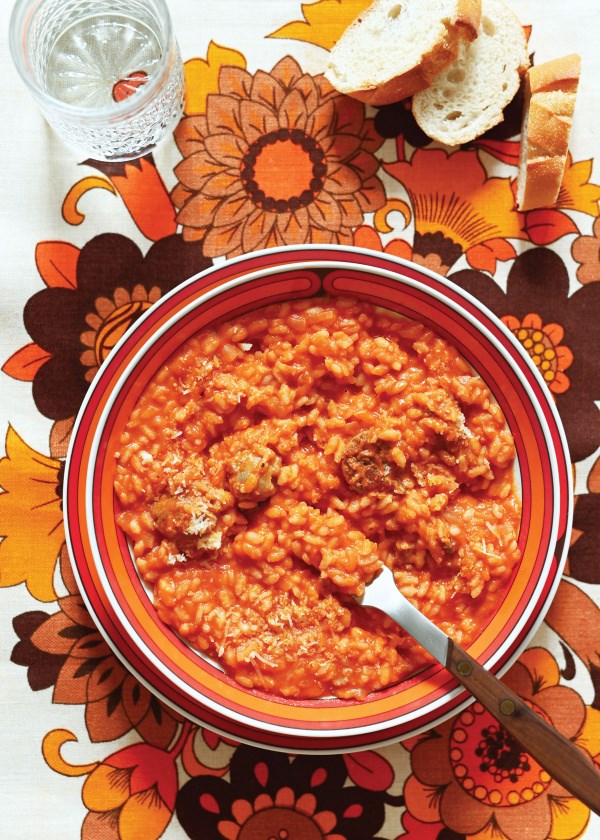 Risotto with sausage and tomatoes