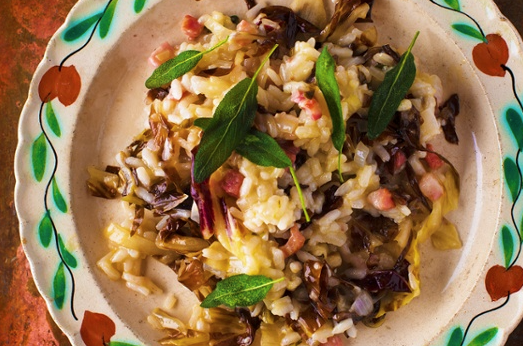Risotto with Trevisano, pancetta and crispy sage