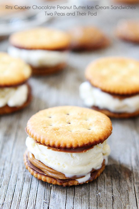Ritz cracker chocolate peanut butter ice cream sandwiches