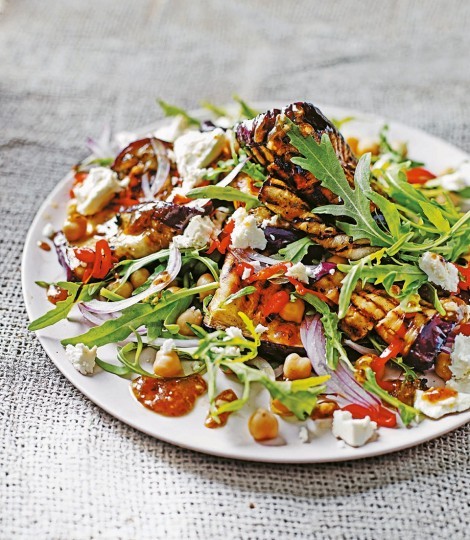Roast aubergine salad with chickpeas and tamarind