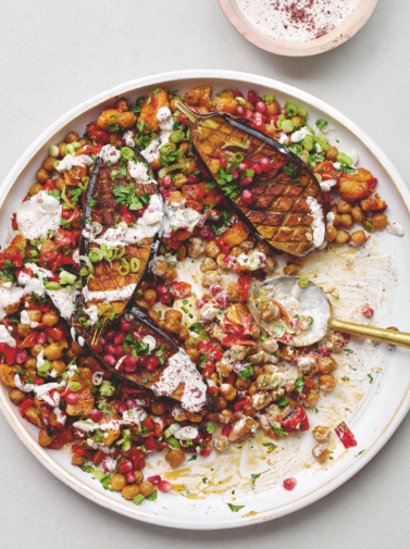 Roast aubergine traybake