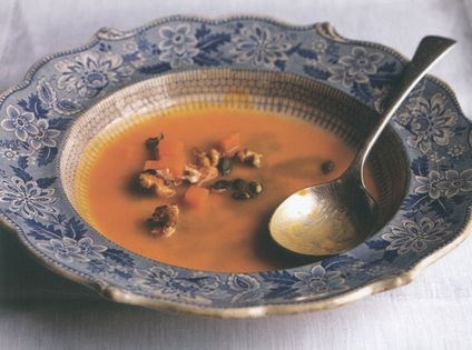 Roast autumn squash and walnut soup