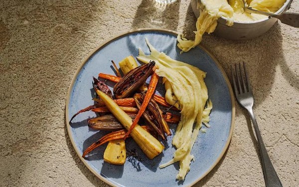 Roast autumn vegetable with aligot