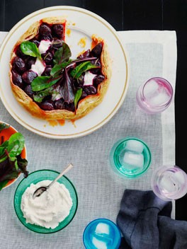 Roast baby beetroot, goat's curd and rosemary tart