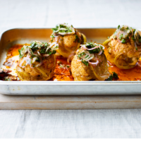 Roast baby cauliflowers with browned lime butter and lime-pickled shallots