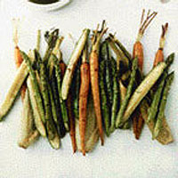Roast baby vegetables with bagna cauda
