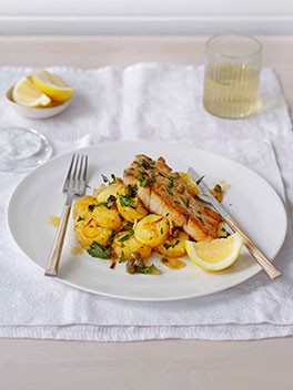 Roast barramundi with kipfler potatoes and celeriac