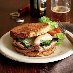 Roast beef, broccoli rabe, and provolone sandwiches