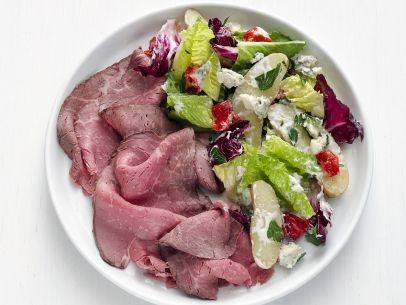 Roast beef carpaccio with Gorgonzola potato salad
