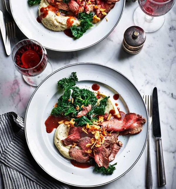 Roast beef fillet with celeriac purée