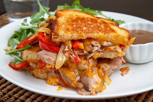 Roast beef grilled cheese sandwich