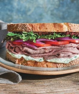Roast beef sandwiches with olive tapenade