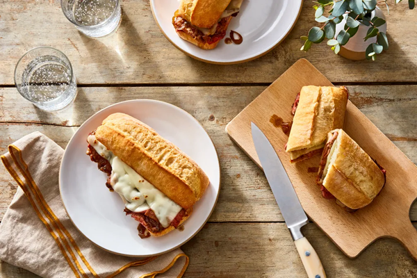 Roast beef sandwiches with pomegranate molasses glaze