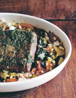 Roast beef with green olives (Rosbif aux olives vertes)
