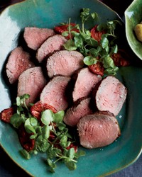 Roast beef with oven-roasted tomato salsa