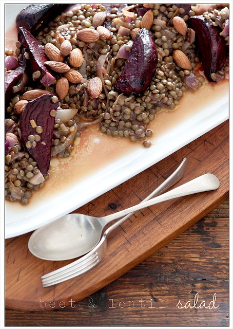 Roast beet, lentil & balsamic onion salad