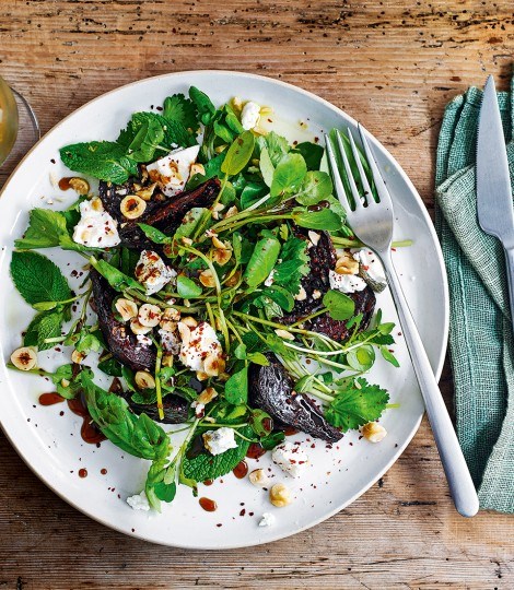 Roast beetroot, hazelnuts and goat's cheese