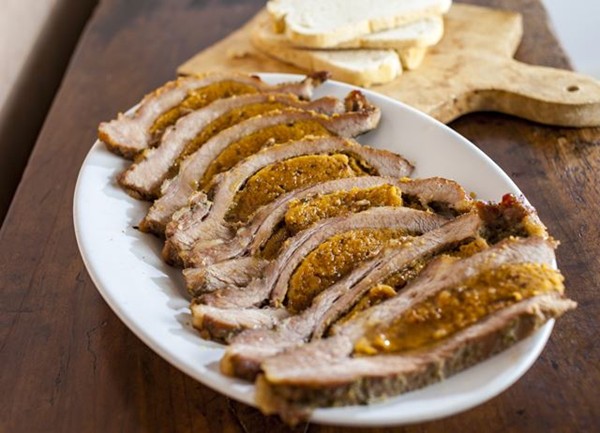 Roast belly of veal with porcini and Parmigiano Reggiano 