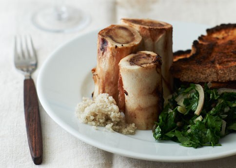 Roast bone marrow with parsley salad
