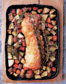 Roast boned chicken with rosemary and garlic