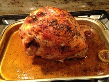 Roast breast of turkey with apple-sausage stuffing