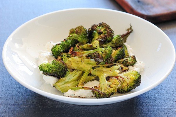 Roast broccoli with creamy feta