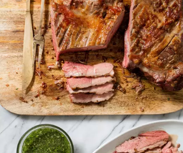 Roast butterflied leg of lamb with coriander, cumin, and mustard seeds