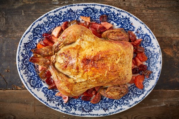 Roast capon with pork stuffing and mostarda di frutta