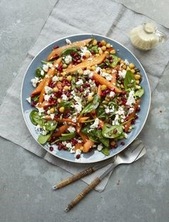 Roast carrot and feta salad with tahini dressing