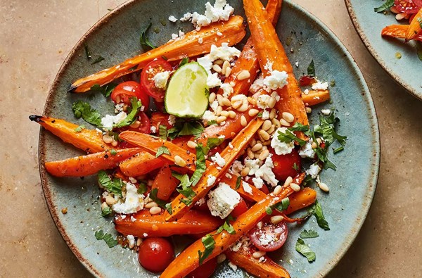 Roast carrot, coriander & feta salad