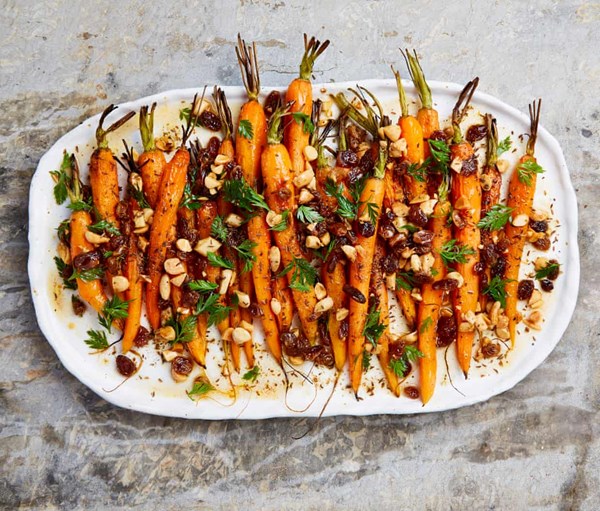 Roast carrots with sweet and sour dressing