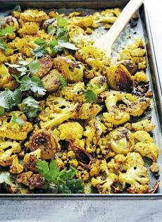 Roast cauliflower and Brussels sprouts