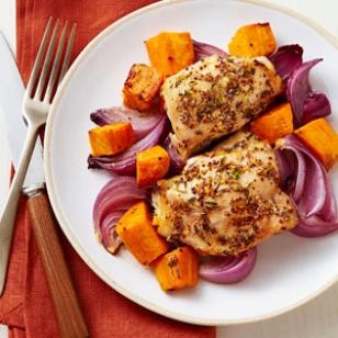 Roast chicken & sweet potatoes