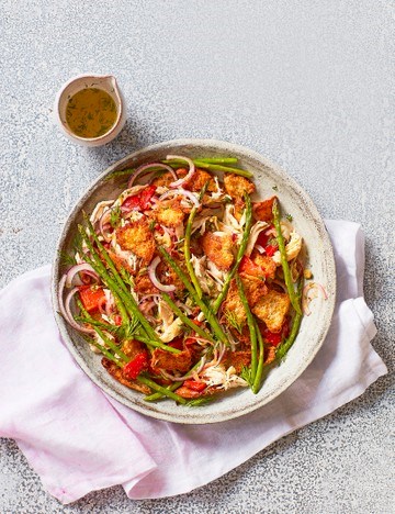 Roast chicken and asparagus panzanella