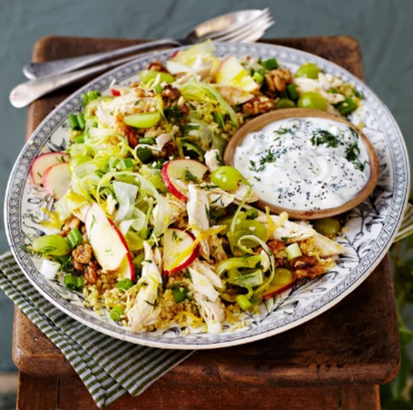 Roast chicken and bulgar Waldorf salad