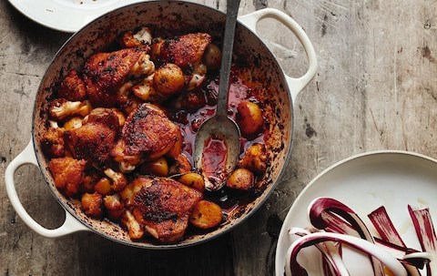 Roast chicken and cauliflower with 'nduja