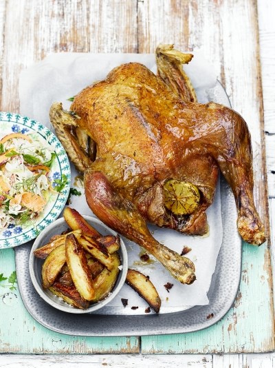Roast chicken and chips