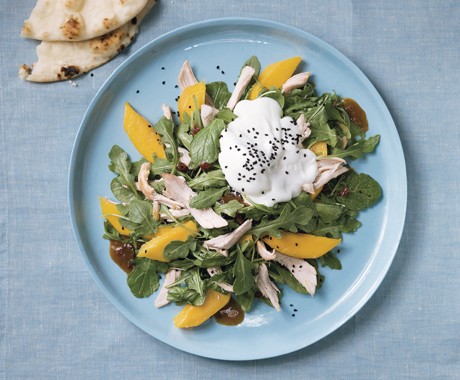 Roast chicken and mango salad with yogurt
