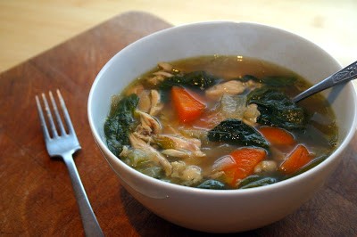 Roast chicken and spinach soup
