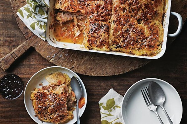 Roast chicken and vegetable pie