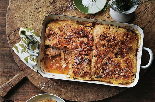 Roast chicken and vegetable pie