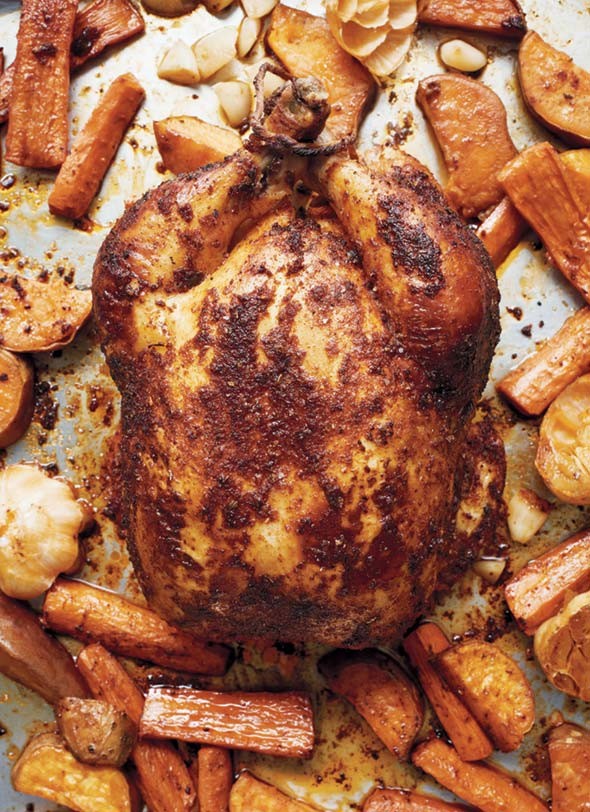Roast chicken and vegetables