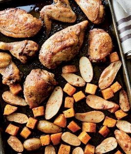 Roast chicken and vegetables with fall spices