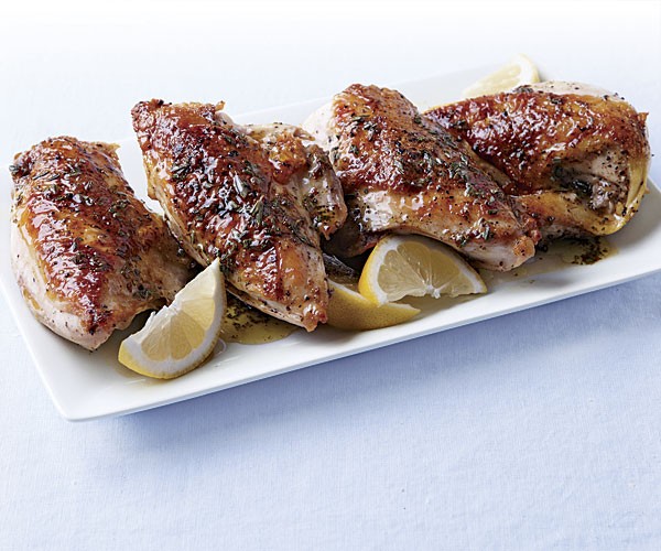Roast chicken breasts with rosemary-lemon brown butter
