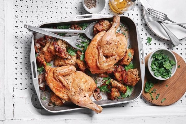 Roast chicken, lemon, sage and parsley stuffing