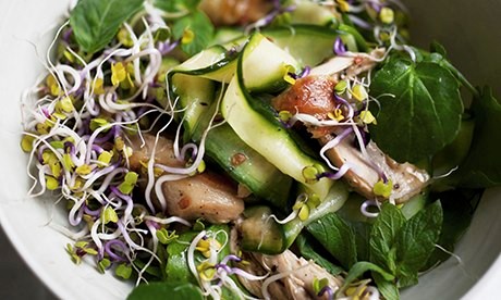 Roast chicken, lime & mint salad