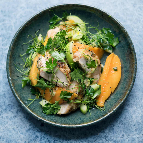 Roast chicken, mango and ginger salad