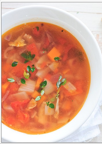 Roast chicken soup