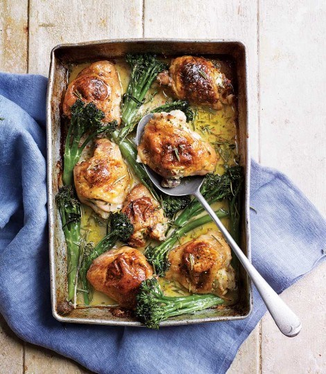 Roast chicken thighs stuffed with Gorgonzola piccante, chilli and herbs
